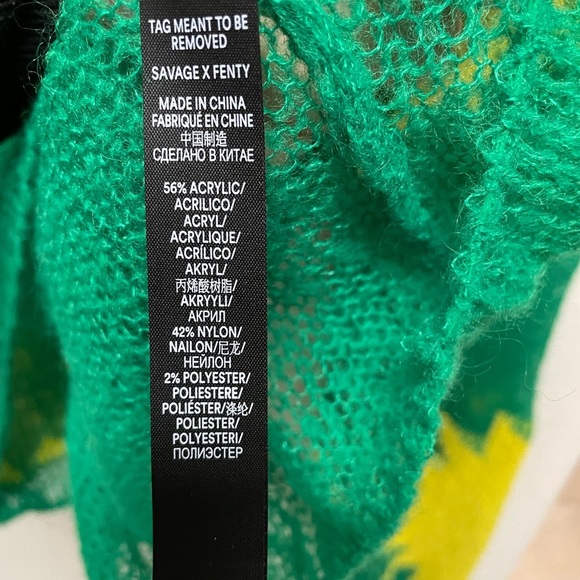 Savage X Fenty Knittin Pretty Loose Knit Sweater Unisex Sz M Kelly Green Yellow - Picture 5 of 6